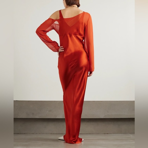 NWT Beare Park Layered Silk Satin And Georgette Maxi Dress Orange Sz AU 14 US 10 - Picture 2 of 13